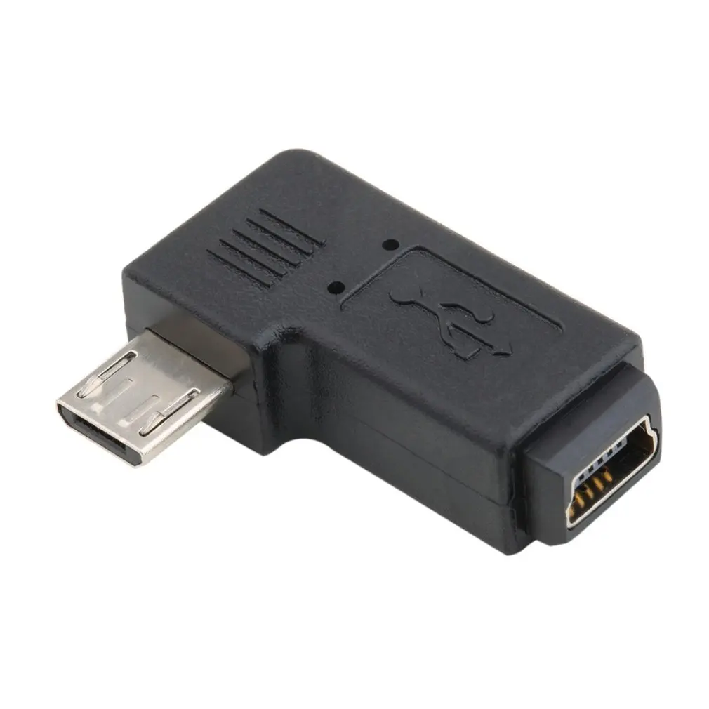 Черный 3*1 5*0 8 см Профессиональный левый/правый угловой USB Mini 5 Pin Female to Micro Male 90