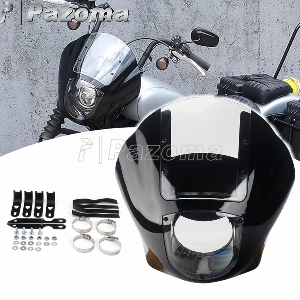 Motorcycle 5.75" Headlight Quarter Fairing Windshield For Harley Dyna