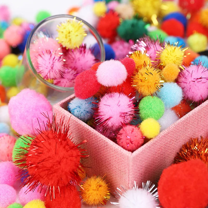 Glittery bambulí koule 10-30mm pom poms časně učení kreativní vánoce domácí DIY panenka ruční řemeslo scrapbooking dekorace 20g