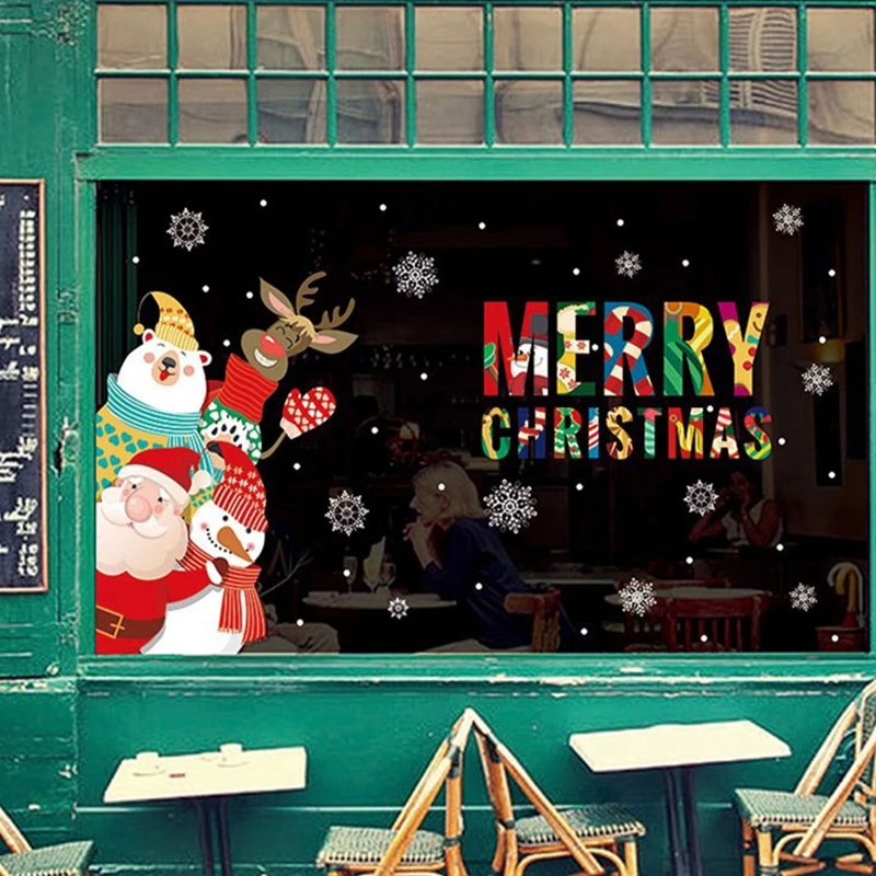 Домашний декор новогодние наклейки на окно самоклеющиеся Висячие снежный шар кулон год Рождество Фестиваль стеклянные наклейки на стену - Цвет: 60x90cm 18