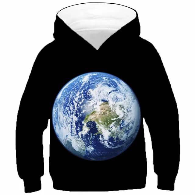 Sudaderas con capucha 3D para niños y niñas, ropa informal con diseño de marca de planetas, tierra, Galaxia, universo 1