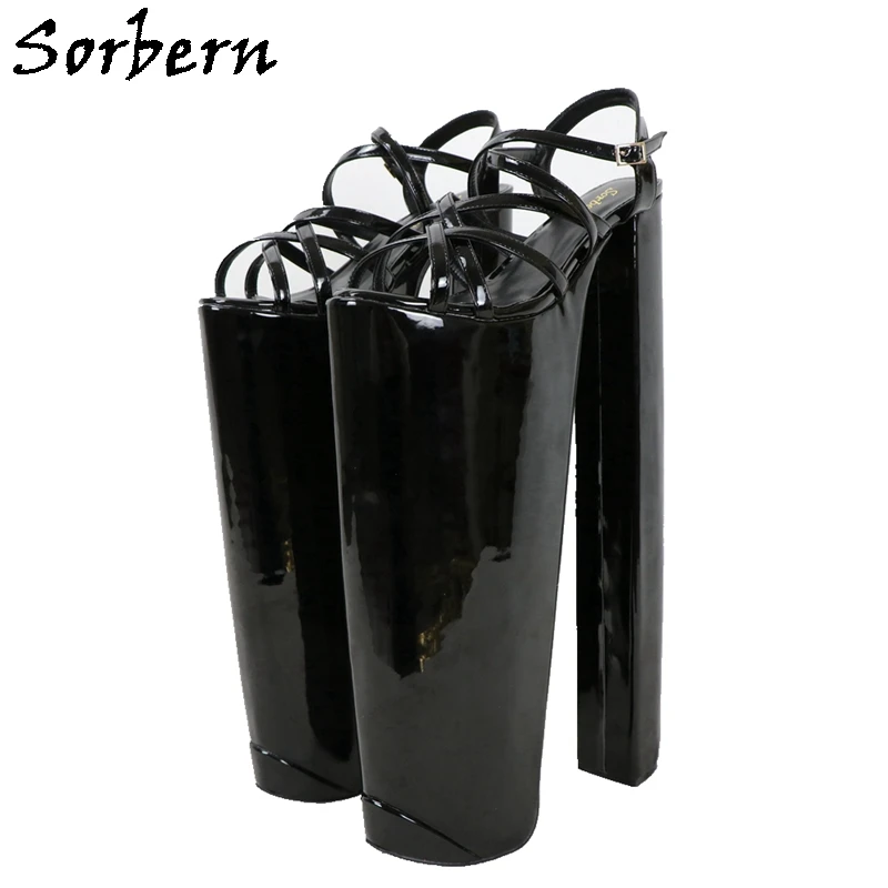 Sorbern 40cm 블록 하이힐 샌들, 두꺼운 플랫폼 여름 신발, DIY 코스프레 슬링백, 청키 힐, 유니섹스 페티쉬 신발, 커스텀