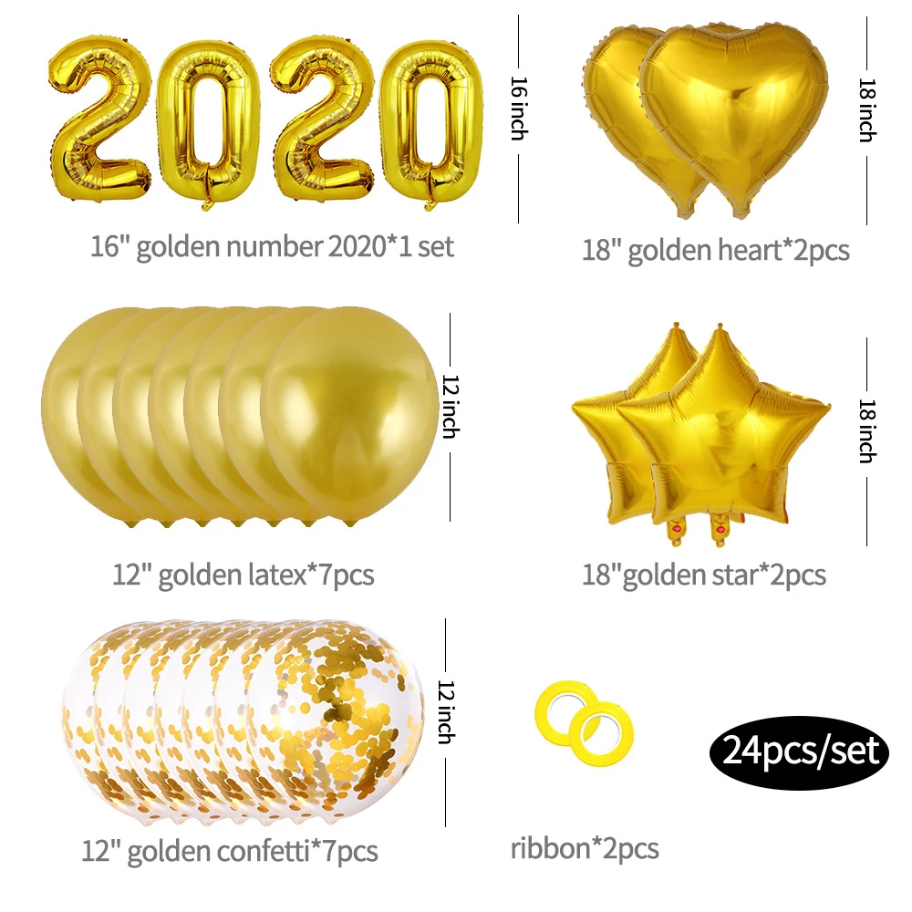 16 inch gold 16/30/32/40 дюймов Фольга набор воздушных шариков для рождественской вечеринки рождественские украшения для дома Xmas Tree счастливый год висит Количество воздушных шаров - Цвет: 16 inch gold