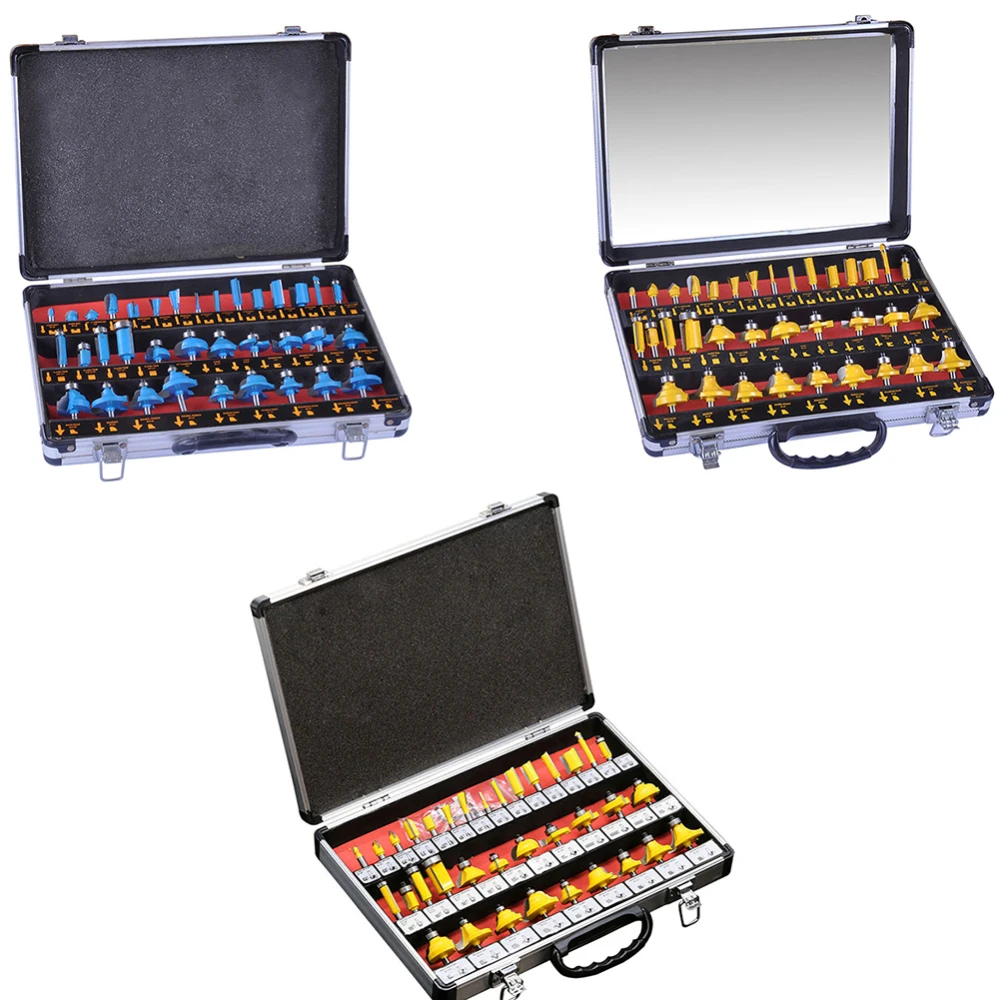 

35 Pcs Router Bits1/4 1/2 Inch Router Bits With Carry Case Alloy Shank Router Bit Set Woodworking Milling Cutter Tools Tool Set