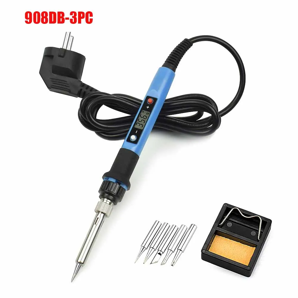908DB-3PC Toolour 80 Вт 220 В/110 В Регулируемый температурный Электрический паяльник с ЖК-цифровым дисплеем Инструменты для ремонта сварки инструмент для резьбы, нож в комплекте - Цвет: 908DB-3PC