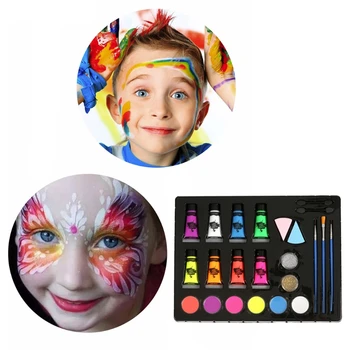 

Non-toxic Body Face Makeup Cosplay Water Soluble Pigment with Brush Halloween Party Drawing Paint Art Supply