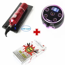 Профессиональная роторная Татуировка ручка светодиодный светильник Мощный Тихий мотор с Aurora-II Мини мощность и одна коробка иглы татуировки набор