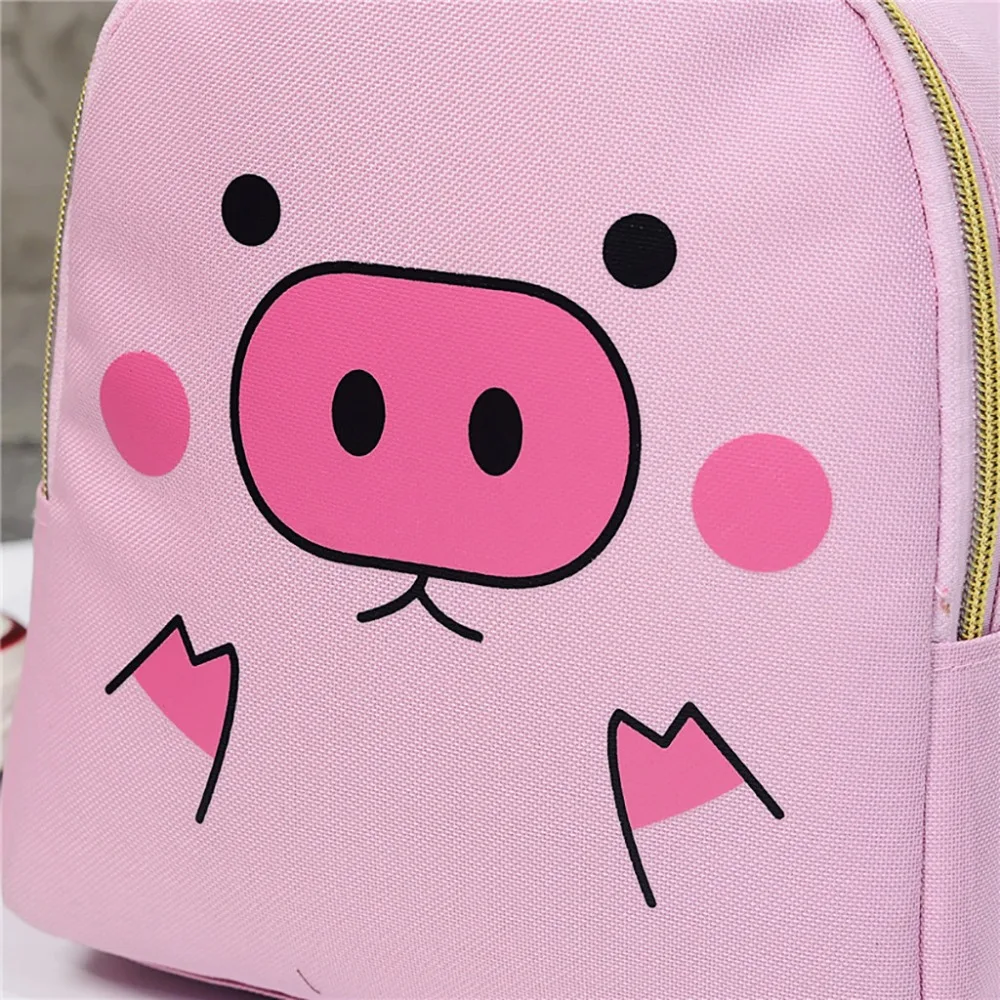 Women Rucksack Teenagers Backpack Nylon School Bags for Girls Cartoon Pig Square Satchel Light Shoulder Bag Mochila Mujer