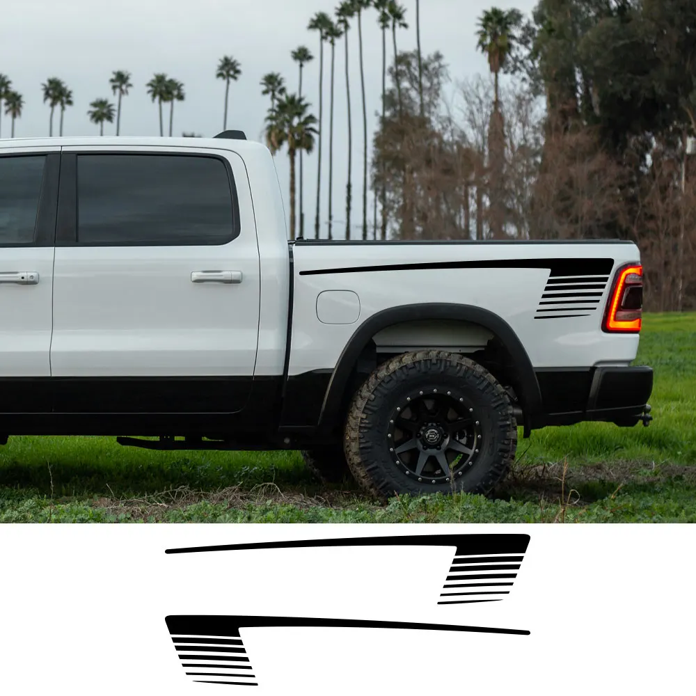 2 Pezzi Pickup Lato Letto Posteriore Dodge Ram Adesivi Per Camion Per Retro Hockey Stick Stripes Decor Decalcomanie Car Vinyl Film Cover Auto