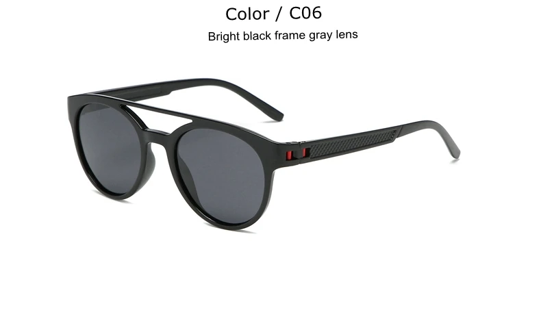 TUZENGYONG брендовые винтажные стильные солнцезащитные очки, женские поляризованные классические мужские брендовые дизайнерские солнцезащитные очки для вождения, модные круглые очки - Цвет линз: C6Bright black frame