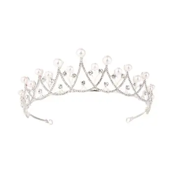 

Elegant Pearl Makeup Rhinestone Beautiful Headwear Wedding Crown for Female Bride Lady