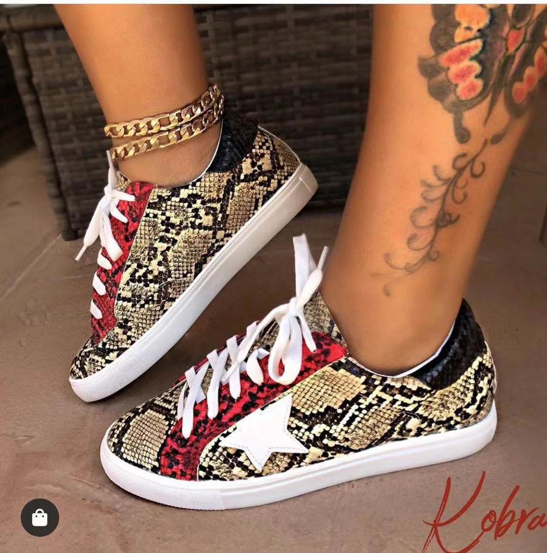 

Leopard Cross-tied Sneakers Women 2019 Spring Summer Platform Knitting Flats Soft Walking Shoes Woman 9086