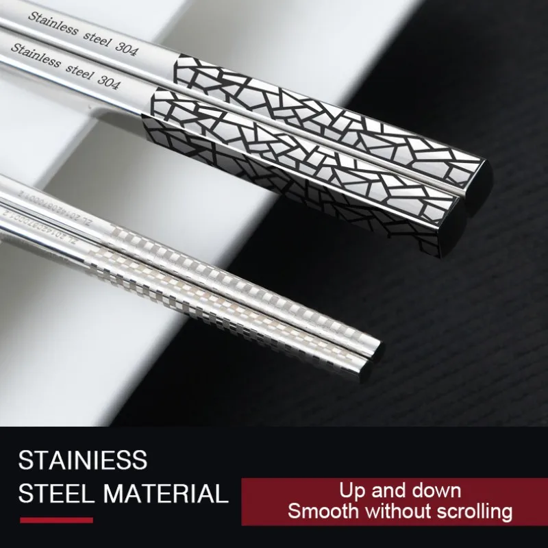 Chopsticks Stainless Steel Reusable Metal Chopsticks Square Shape For Dinner Tableware Set Chopsticks Household