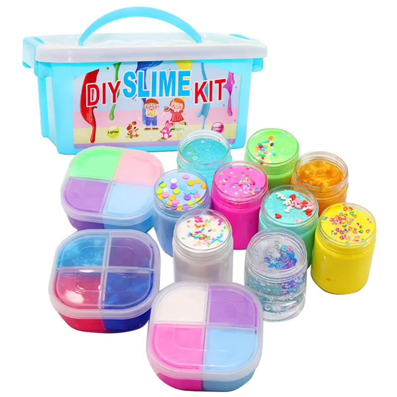 Slime suit 24 цвета DIY Slime набор поставки прозрачный кристалл Slime Набор для изготовления Slime пенопластовые бусины блеск фруктовые ломтики бусины в комплекте - Цвет: Slime suit