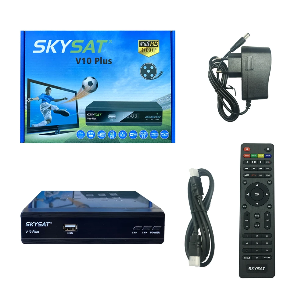 [10 шт.] спутниковый ресивер PowerVu Biss HD с поддержкой RJ45 Wi Fi CS CCCamd Newcamd m3u SKYSAT V10