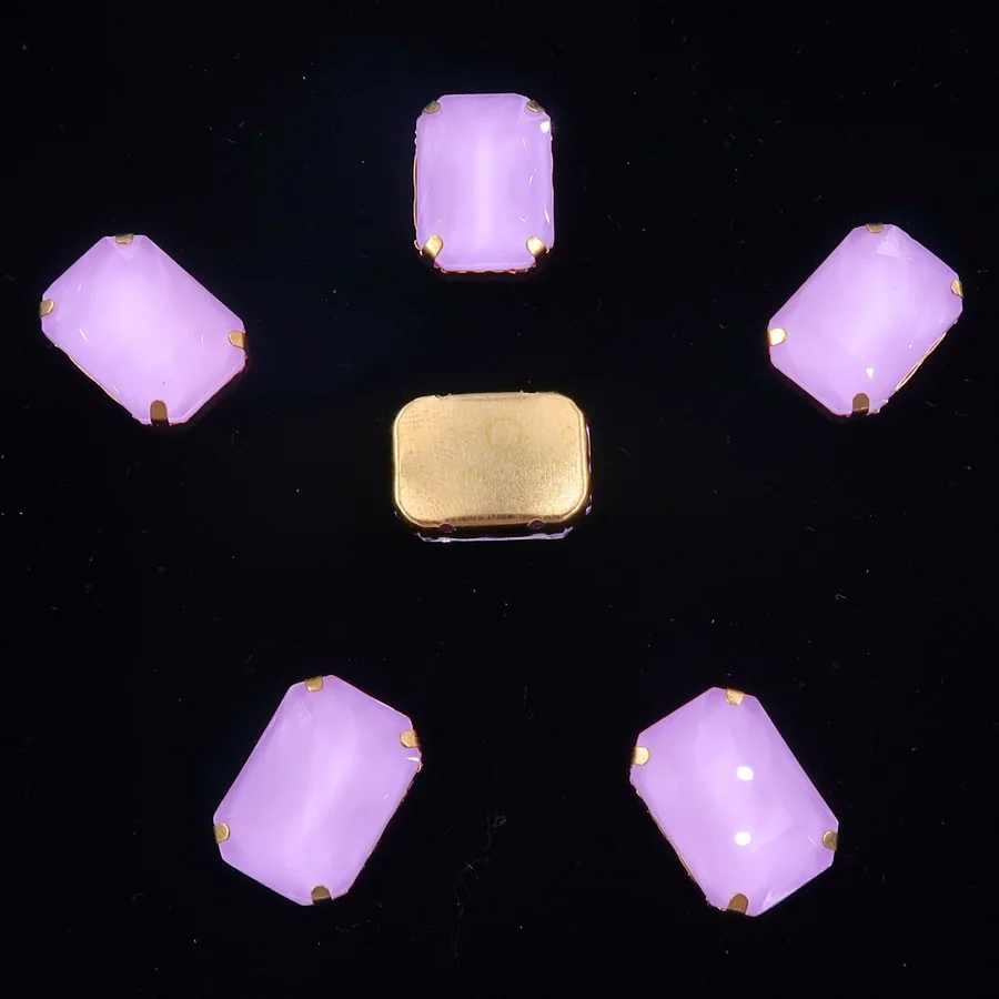 A16 Violet Настройки золотых когтей 20 шт./упак. 13x18 мм желе конфеты и из цветного стекла кристалл прямоугольной формы пришить на свадьбное платье со стразами diy - Цвет: A16 Violet