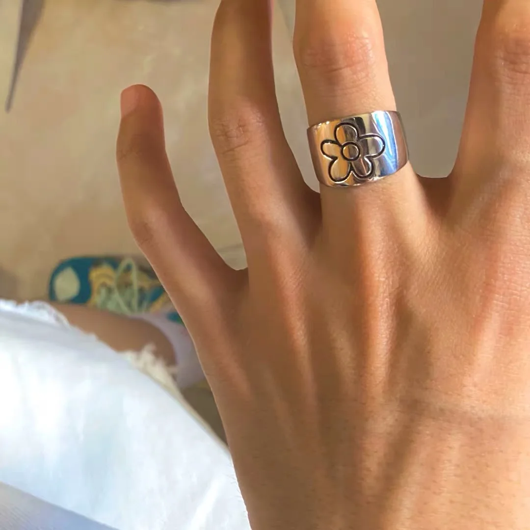 Anillos de flor estilo coreano para mujer, anillos Punk de moda Vintage de flores de ciruela, anillos de flores de Margarita pequeña, anillos de fiesta para pareja 2020