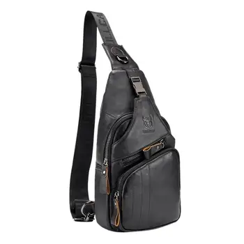 

Fashion Men's Crossbody Bag Theftproof Rotatable Button Open Leather Chest Bag for Male Fanny Chest Packs Sport Crossbody Bags