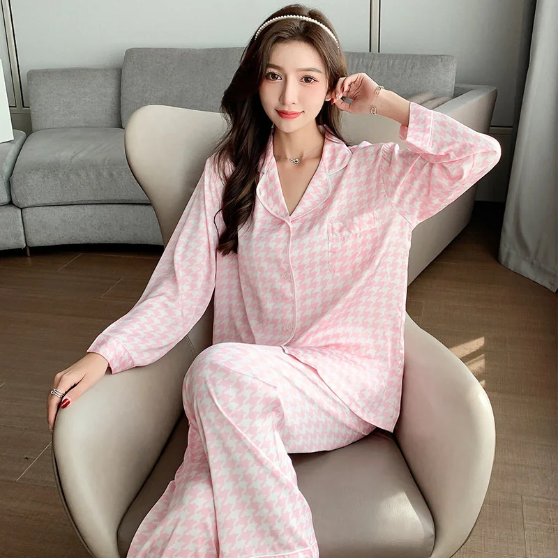 Lisacmvpnel New Men Pajamas Spring And Autumn Ice Silk Long Sleeve Home  Clothes Jacquard Large Size Casual Pyjamas