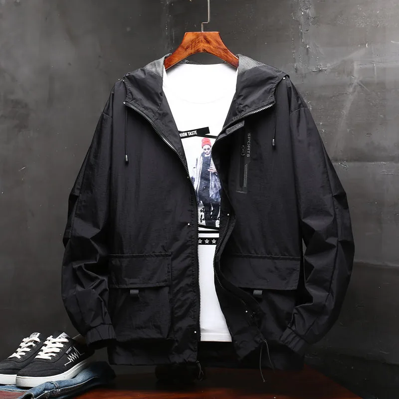 

2019 Autumn And Winter New Style Men Jacket Plus-sized Loose-Fit Hooded English Printed Cool Western Style