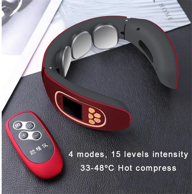 Electric Pulse Neck Massager Cervical Massager Far Infrared Heating Pain Relief Tool For Back Body Health Care Relaxation
