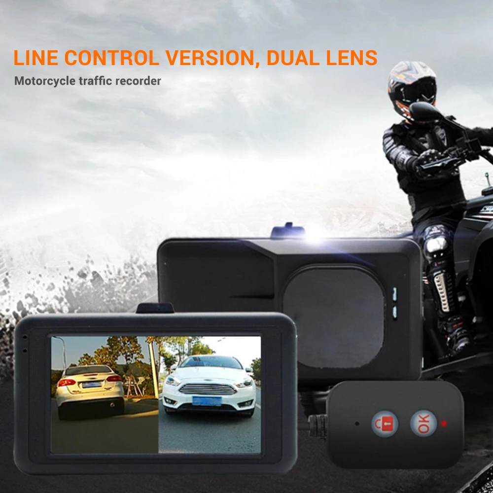 MT21 мотоцикл dvr монитор Dash Cam HD 720P+ 480P Передняя камера заднего вида водонепроницаемый мотоцикл черный рекордер видео плеер