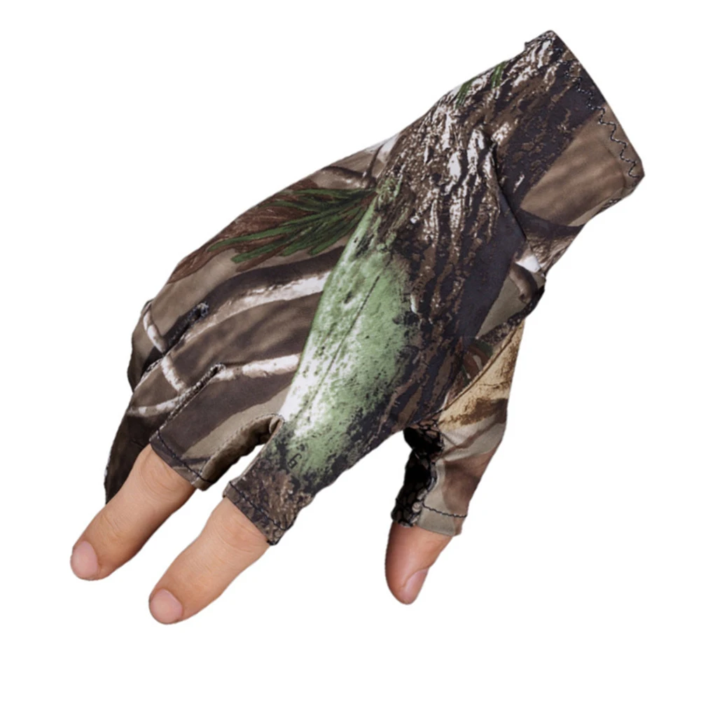 

Women Men Silicone Fishing Gloves Elastic Hunting Anti UV Camouflage Biking Non Slip Camping Outdoor Sports Three Finger Cut