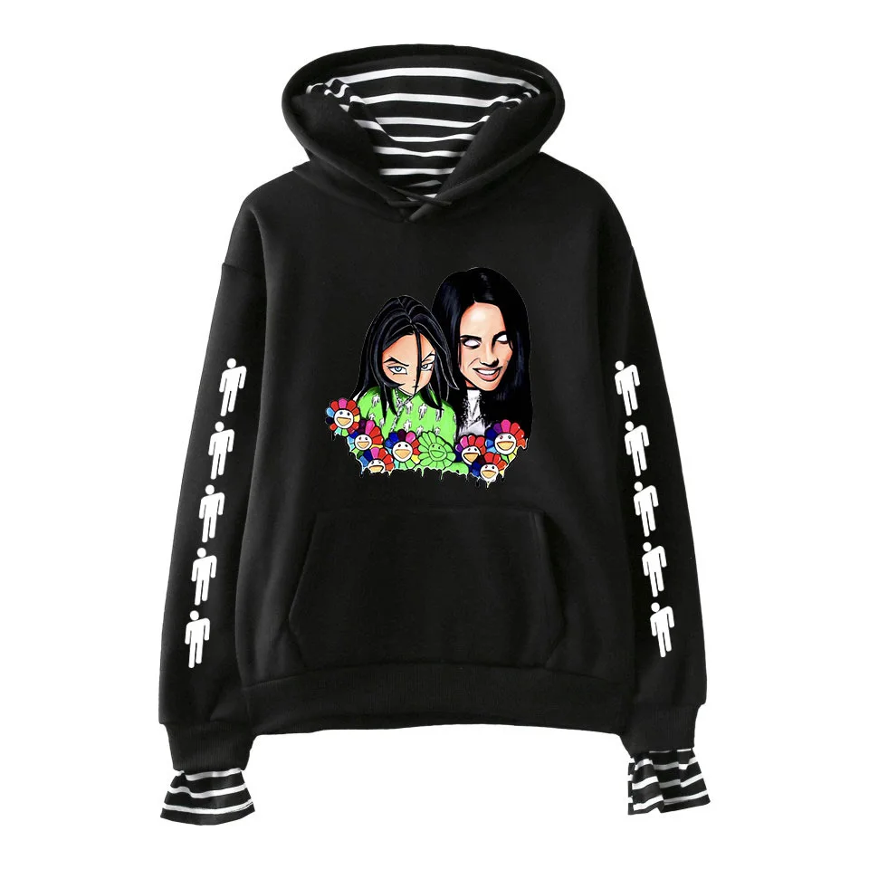 Billie Eilish худи с принтом унисекс, толстовки с длинными рукавами, пуловеры, модные толстовки с капюшоном, топы в стиле хип-хоп, полосатая уличная одежда