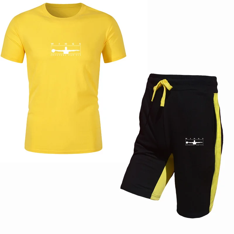 

2020 new men's round neck casual sports printed T-shirt suit