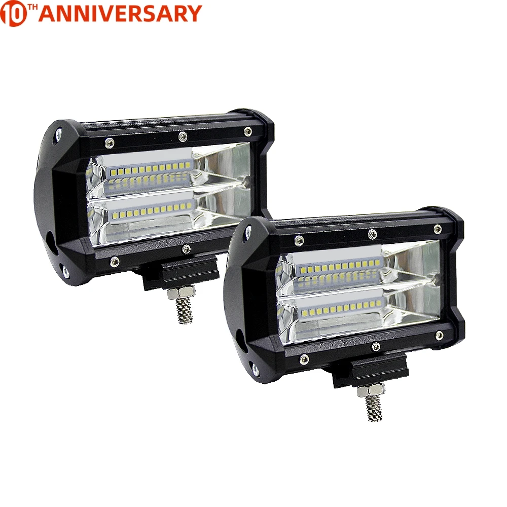 

5" 2 row LED auto work light 4x4 accessories 12v 72w farol de milha spot&flood combo offroad suv atv 10800LM car lightbars
