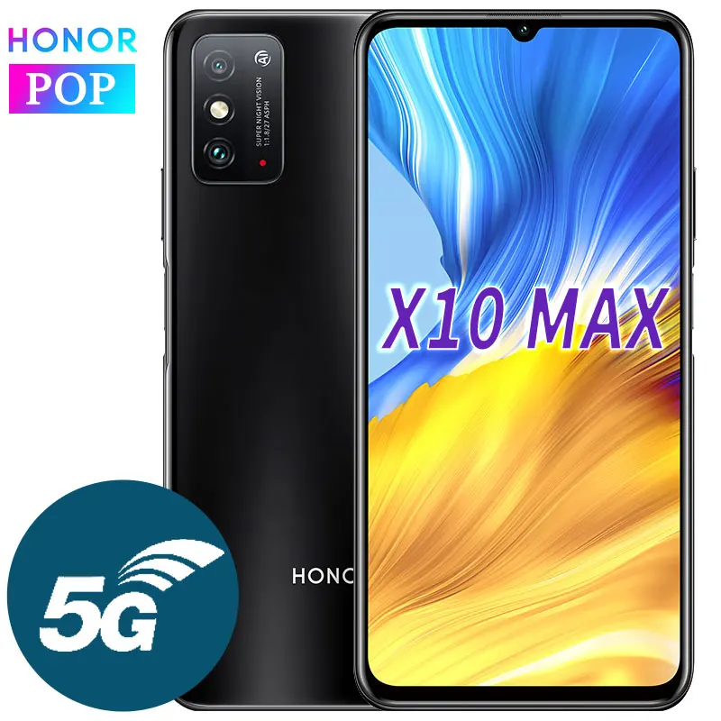 HONOR X10 Max 5G мобильный телефон 7 09 дюймов RGBW большой Экран 8 ГБ 128 MT6873 Octa Core 22 5 W SuperCharge