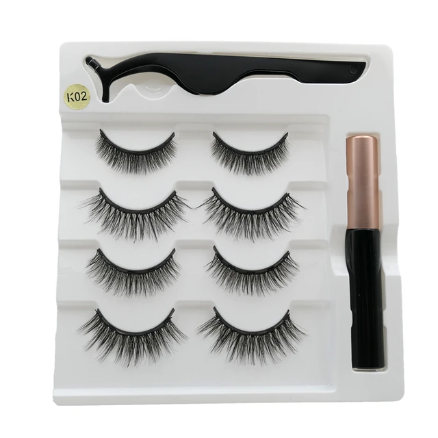 4 pairs of magnetic eyelashes natural soft magnet eyelashes natural magnetic eyeliner makeup mink eyelashes set tool K02