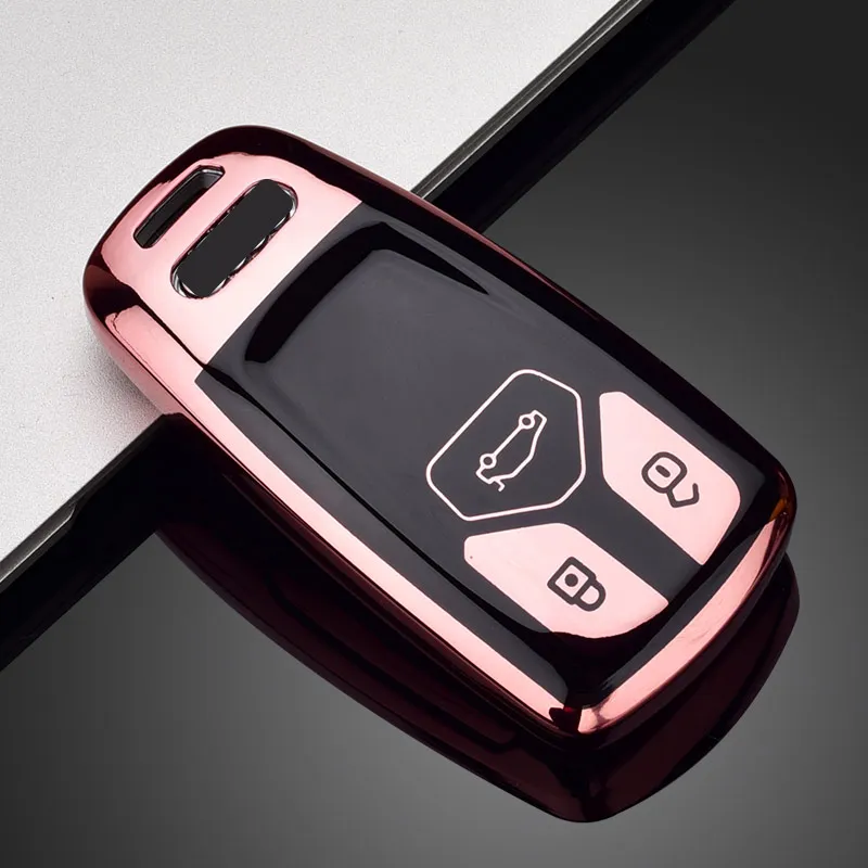 pink-B Высокое качество ключ чехол для Audi a4La6l a8l a5 q5 a7 a6l a7 a8 a8L A4L TT TTS Q7 A5 Q5L 2018TPU полное покрытие для автомобильных ключей чехол - Название цвета: pink-B