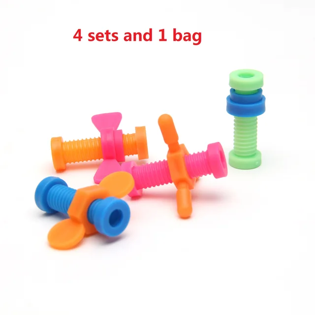 4 Sets Screw Blockss Plastic Toys Stitching Nuts Dismantling Puzzle Brain Combination Toys Spiner For Children Antistress 4