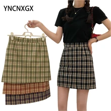 

Women's Skirt High-waisted Mini Skirts Summer The New Spring Models All-match A-line Bag Hip Skirt Student Plaid Skirt