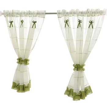 

Pastoral Style Short Curtains Pelmet Window Sheer Kitchen White Tulle Curtain for Living Room Bedroom coffee yarn for Door