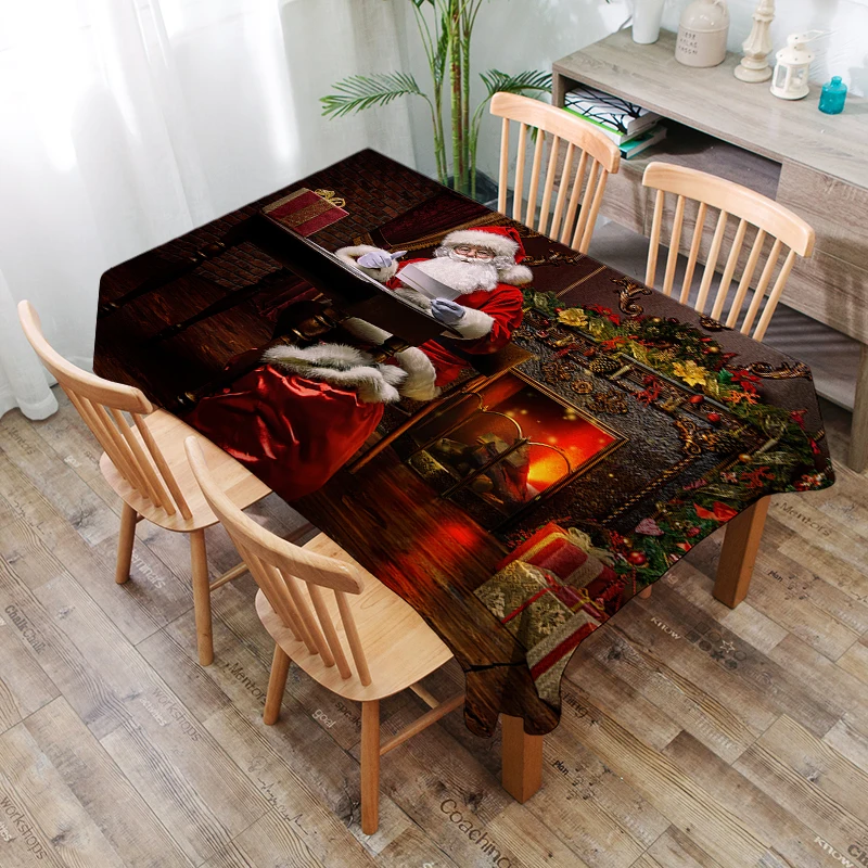 Factory direct new Christmas polyester printed fabric household decorative cloth tablecloth