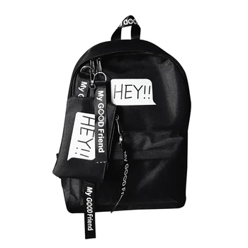 

Casual Pure Simple Backpack Campus Versatile Student Backpack Black