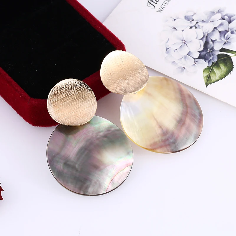 

Bohemian Shell Earrings For Women 2019 Fashion Statement Geometric Round Gold Shell Drop Dangle Earring Boho Jewelry Wholesale