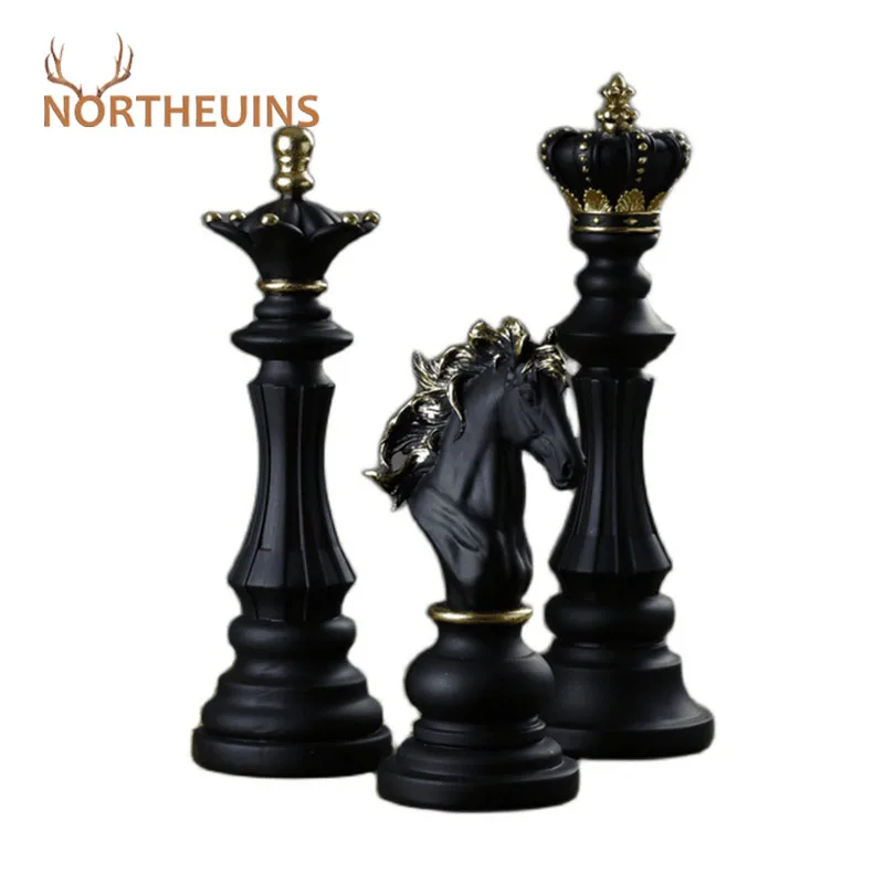 Resin Retro International Chess Figurine for Interior King Knight Sculpture Home Desktop Decor Living Room Decoration