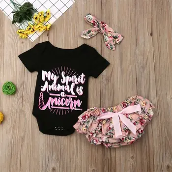 

Newborn Baby Girl Clothes Cotton Tops Bodysuits Floral Shorts 3PCS Outfit Clothing