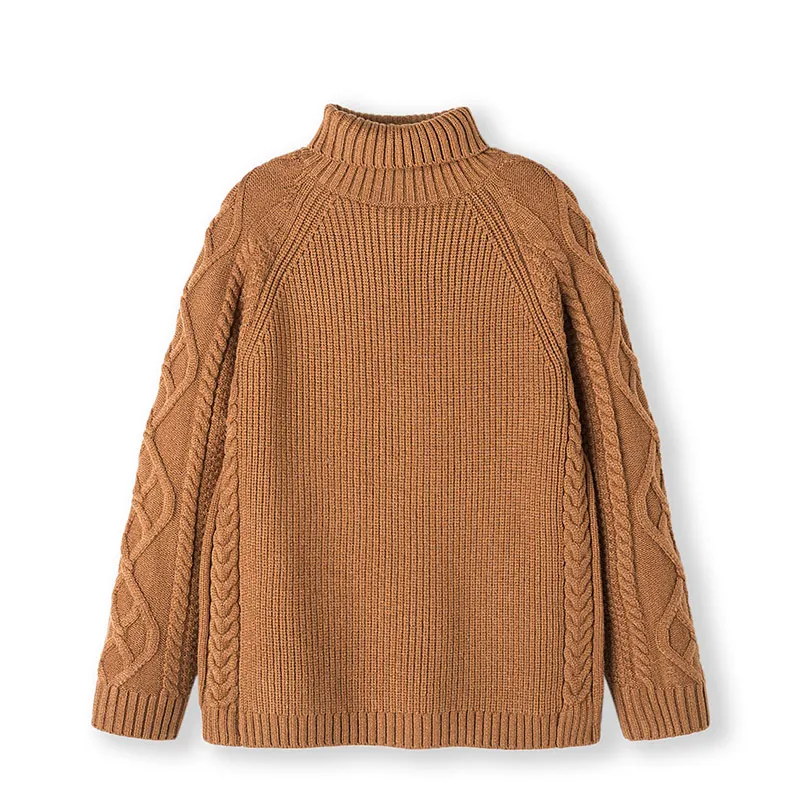 Balabala/детская одежда; свитер для мальчиков; Новинка года; сезон осень-зима; детские свитера; свитер с высоким воротником - Цвет: Coffee