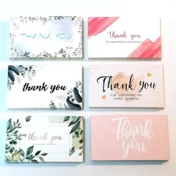 Carte de remerciement motifs plantes roses, 30 pièces/paquet, pour soutenir les affaires, paquet décoratif "Thank You", carte de visite, amour fait à la main 