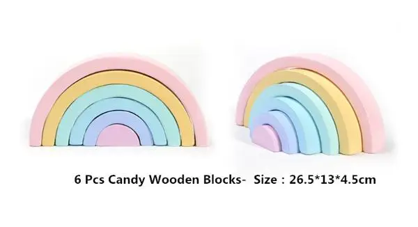 6Pcs Candy Blocks 12 шт. деревянные радужные складывающиеся Кубики-головоломки укладчик обучающая игра геометрические строительные блоки игрушки Монтессори - Цвет: 6Pcs Candy Blocks