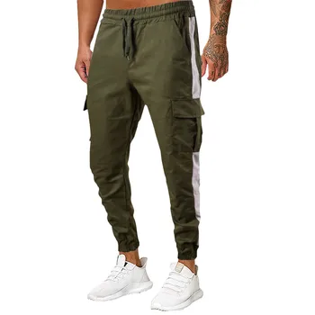 

Mens Casual Fitness Patchwork Bodybuilding Pocket Skin Full Length Sports Pants Joggers Plus Size Streetwear pantalon homme 2XL