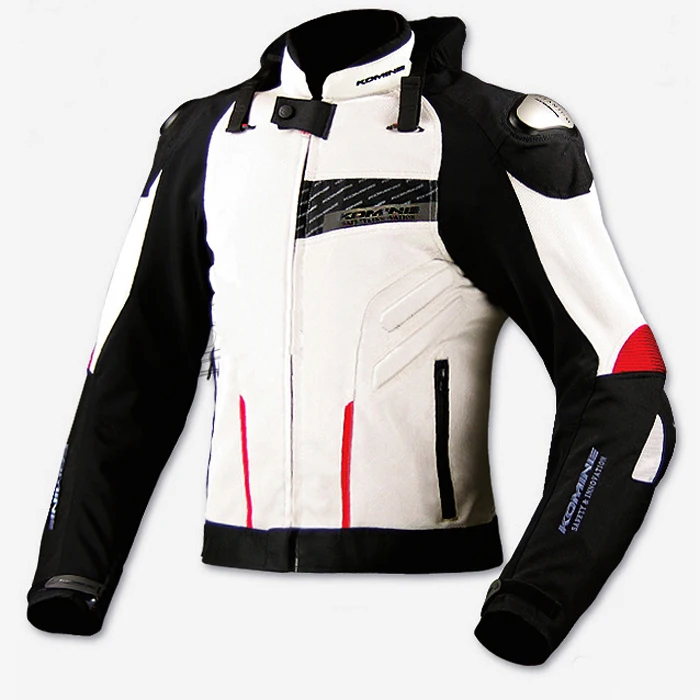 

Motorbike MX Off-road Riding Komine JK015 Jacket Motorcycle Black White Jackets With Protector