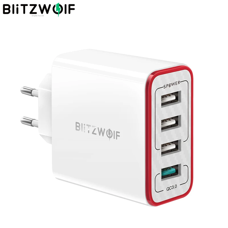 BlitzWolf 4 порта QC3.0 Быстрая зарядка EU Plug СВЕТОДИОДНЫЕ лампы высокой мощности 30 Вт 2.4A
