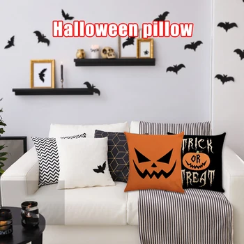 

Halloween Throw Pillow Ghost Pattern Trick or Treat Pillow for Sofa Couch _WK