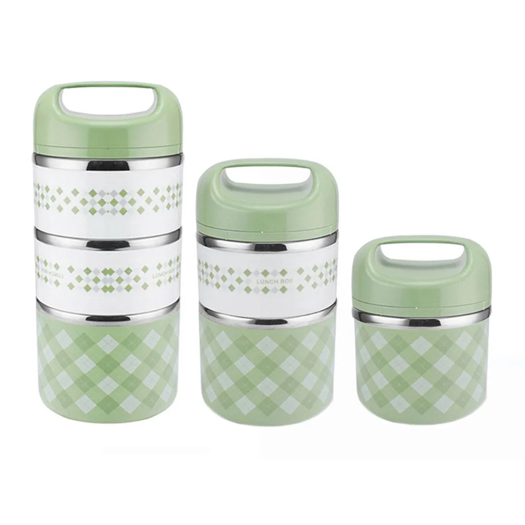Stainless Steel 2/3 Layer Insulated Thermal Lunch Box Food Storage Container