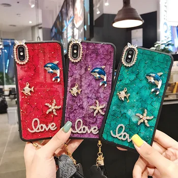 

Fashion Epoxy Lanyard Phone Case for iphone MAX XS XR 6 7 8 plus X Diamond Shiny Phone Cases